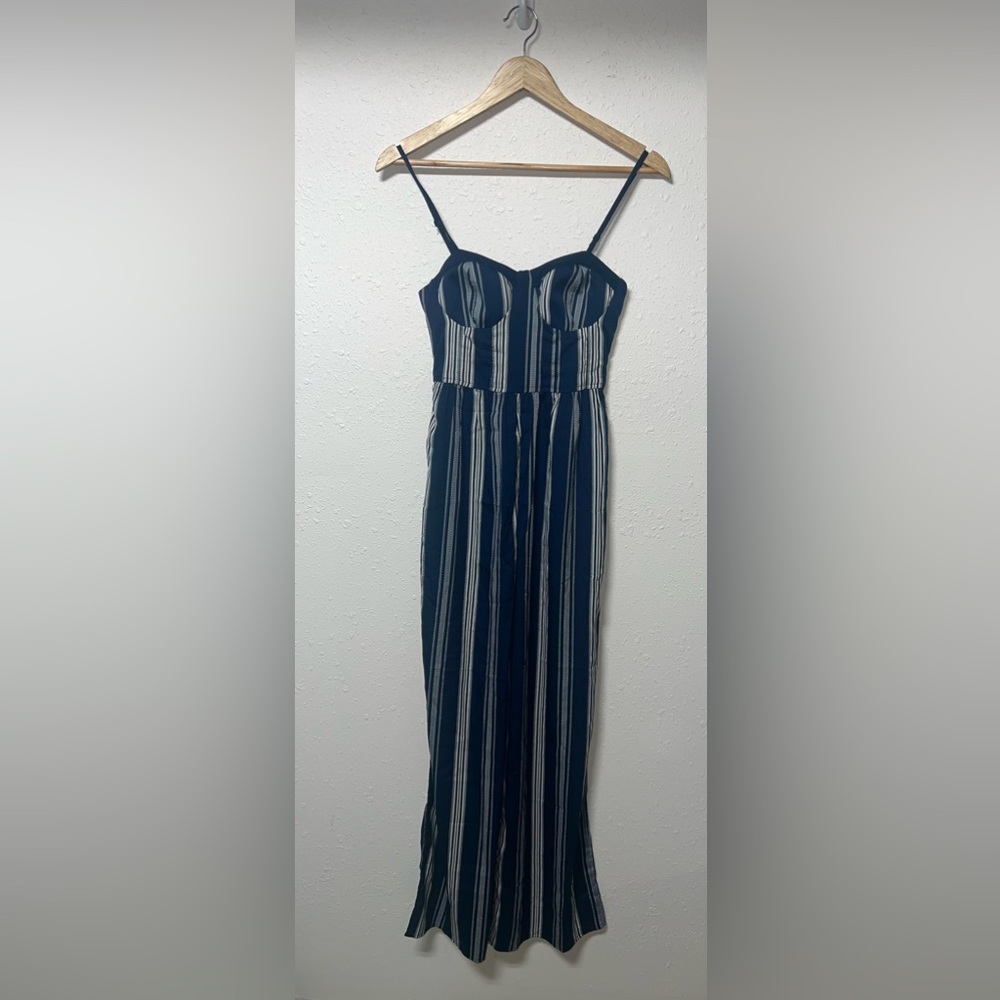 New with Tags‎ Band of Gypsies Stripe Blue Jumpsuit women’s Size XS